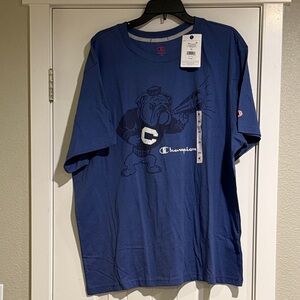 Champion Men's Navy Blue Bulldog Graphic Short-Sleeve Tee